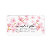 Modern Cherry Blossom Bloemen Retouradres Label (Voorkant)