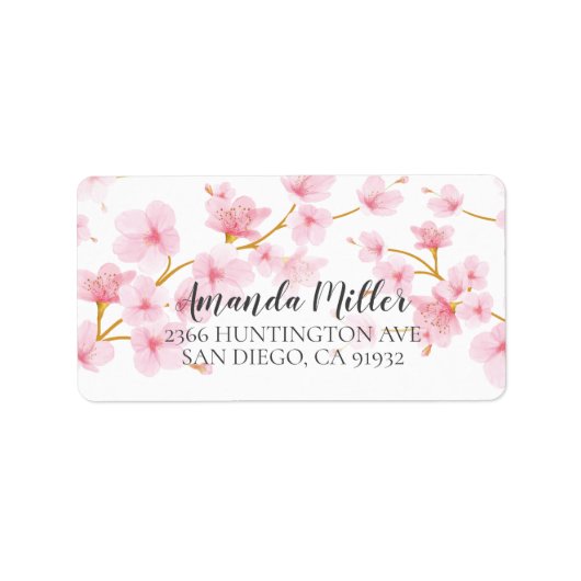 Modern Cherry Blossom Bloemen Retouradres Label (Voorkant)