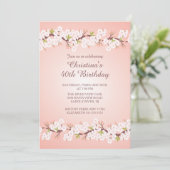 Modern Cherry Blossom Flower Floral Birthday Party Kaart (Staand voorkant)