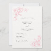 Modern Cherry Blossom Sketch Pink Floral Wedding Kaart (Voorkant)