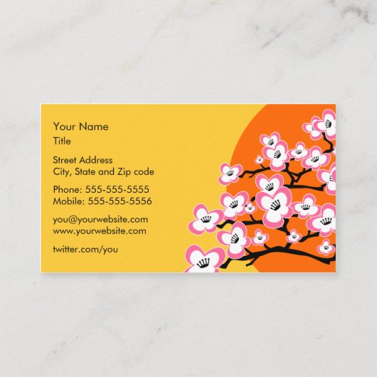 Modern Cherry Blossom Visitekaartje (Achterkant)