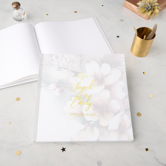 Modern Cherry Blossom Wedding Folie Gastboek Gastenboek (Voorkant open)