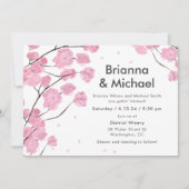 Modern Cherry Blossom Wedding Invitation Kaart (Voorkant)