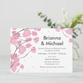 Modern Cherry Blossom Wedding Invitation Kaart (Staand voorkant)