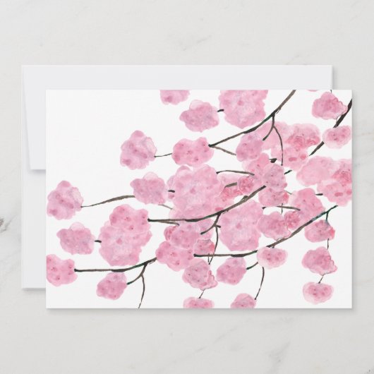 Modern Cherry Blossom Wedding Invitation Kaart (Achterkant)