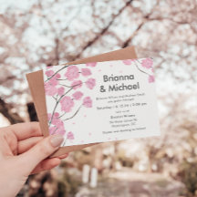 Modern Cherry Blossom Wedding Invitation