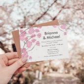 Modern Cherry Blossom Wedding Invitation Kaart