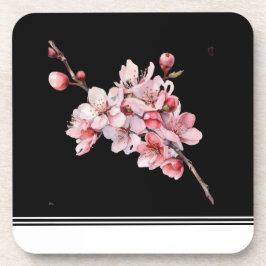 Modern Cherry Blossom Zwart Hard Plastic onderzett Bier Onderzetter