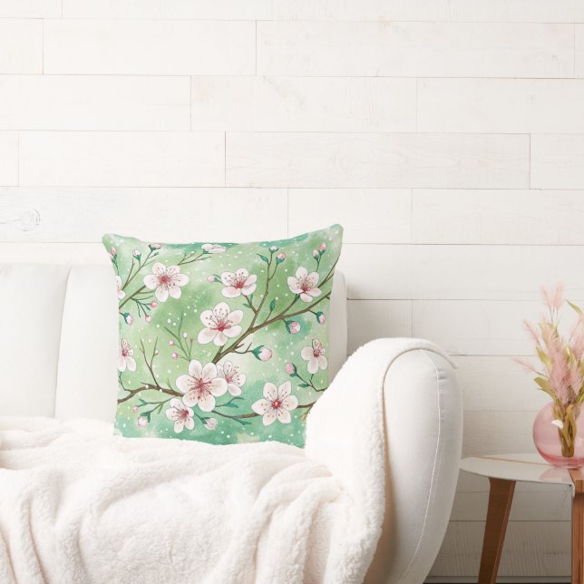 Modern  Cherry Blossoms Winter pattern Kussen (Bank)