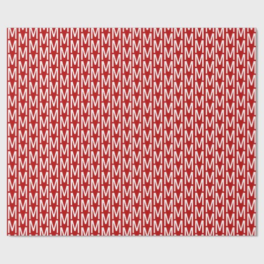 Modern cherry crimson red douane monogram patroon cadeaupapier (Vlak)