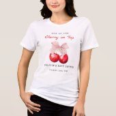 Modern Cherry On Top Roze Bow Baby shower T-shirt (Voorkant)