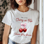 Modern Cherry op de top Roze Bow Baby shower<br><div class="desc">Vier het in stijl met ons Modern Cherry On Top Pink Bow Baby shower collectie. Deze charmante set is voorzien van een speels kersenontwerp geaccentueerd door een delicate roze strik, die een lieve en verfijnde touch aan uw baby shower geeft. Van uitnodigingen en bedankkaarten tot papieren bekers, servetten en decorstukken,...</div>