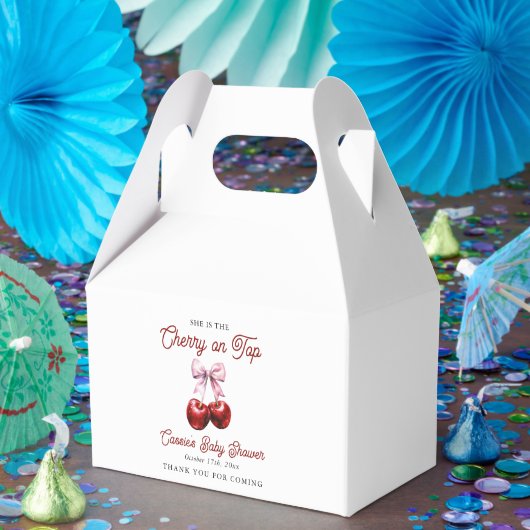 Modern Cherry op de top Roze Bow Baby shower Bedankdoosjes (Feest)