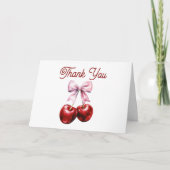 Modern Cherry op de top Roze Bow Baby shower Bedankkaart (Voorkant)