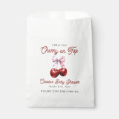 Modern Cherry op de top Roze Bow Baby shower Bedankzakje (Voorkant)