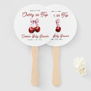 Modern Cherry op de top Roze Bow Baby shower Handwaaier