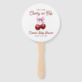 Modern Cherry op de top Roze Bow Baby shower Handwaaier (Voorkant)