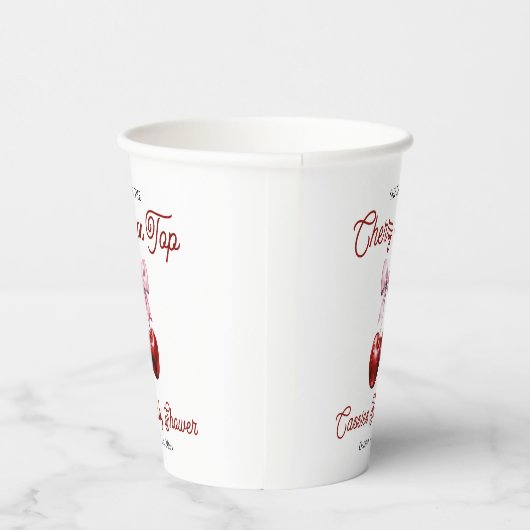 Modern Cherry op de top Roze Bow Baby shower Papieren Bekers (Rechts)