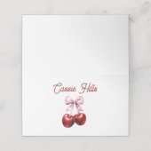 Modern Cherry op de top Roze Bow Baby shower Plaatskaartje (Buitenkant ongevouwen)