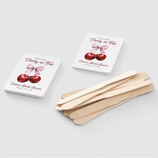 Modern Cherry op de top Roze Bow Vrijgezellenfeest Handwaaier (Niet-gemonteerd)