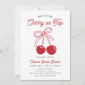 Modern Cherry op de top Roze Bow Vrijgezellenfeest Kaart (Voorkant)