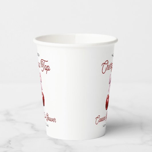 Modern Cherry op de top Roze Bow Vrijgezellenfeest Papieren Bekers (Links)