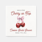 Modern Cherry op de top Roze Bow Vrijgezellenfeest Servet (Voorkant)