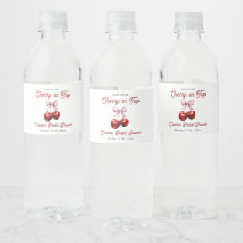 Modern Cherry op de top Roze Bow Vrijgezellenfeest Waterfles Etiket