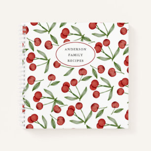 Modern Cherry Pattern Personalized Recipe Notitieb Notitieboek