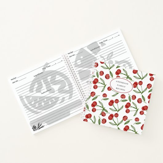 Modern Cherry Pattern Personalized Recipe Notitieb Notitieboek (Binnen)