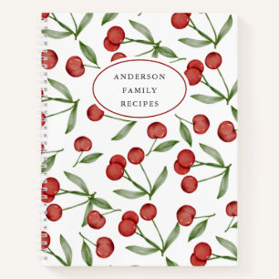 Modern Cherry Pattern Personalized Recipe Notitieb Notitieboek