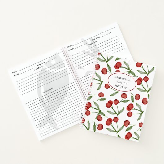 Modern Cherry Pattern Personalized Recipe Notitieb Notitieboek (Binnen)