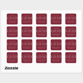 Modern Cherry Red Afstuderen Vierkante Sticker (Vel)