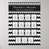 Modern Chevon Wedding 15 Table Seating Chart Poster (Voorkant)