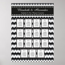 Modern Chevon Wedding 15 Table Seating Chart Poster