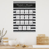 Modern Chevon Wedding 15 Table Seating Chart Poster (Keuken)