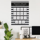 Modern Chevon Wedding 15 Table Seating Chart Poster (Thuiskantoor)