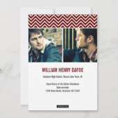 Modern Chevron 3 Foto Afstudeeruitnodiging Aankondiging (Achterkant)