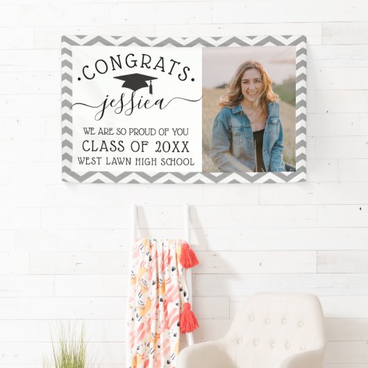 Modern Chevron Afstuderen fotograaf Spandoek (Insitu)