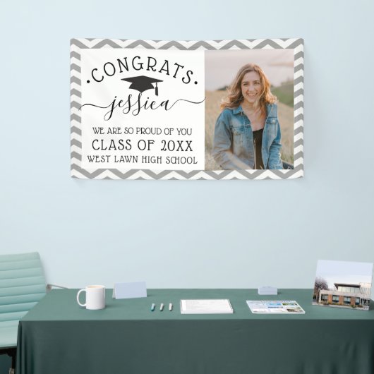 Modern Chevron Afstuderen fotograaf Spandoek (Beurs)