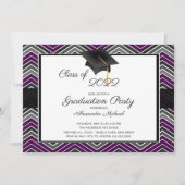 Modern Chevron Afstuderen Tassel Graduation Party  Kaart (Voorkant)
