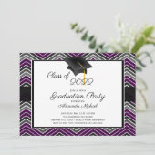 Modern Chevron Afstuderen Tassel Graduation Party Kaart (Staand voorkant)