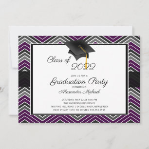 Modern Chevron Afstuderen Tassel Graduation Party  Kaart