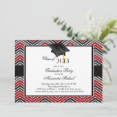 Modern Chevron Afstuderen Tassel Graduation Party Kaart (Staand voorkant)