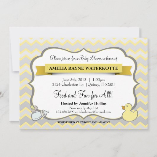 Modern Chevron Baby Animals Baby shower Uitnodigin Kaart (Voorkant)