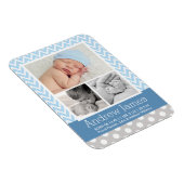 Modern Chevron Baby Blue Grey Foto Birth Magneet (Rechterzijde)