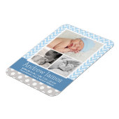 Modern Chevron Baby Blue Grey Foto Birth Magneet (Linkerzijde)