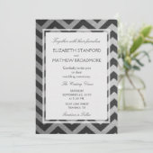 Modern Chevron Black en Silver Kaart (Staand voorkant)