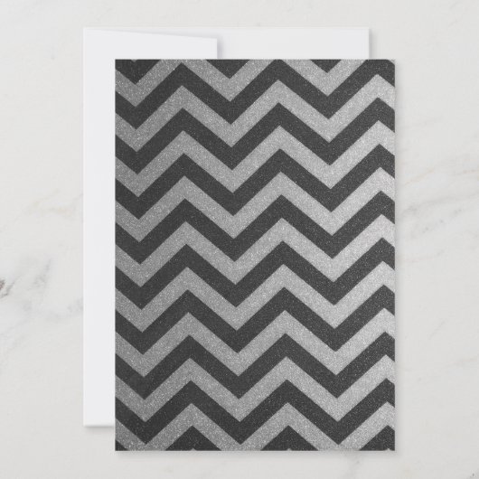 Modern Chevron Black en Silver Kaart (Achterkant)