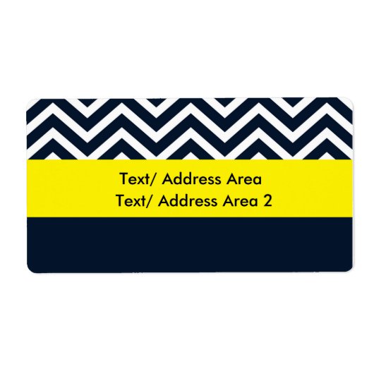 Modern Chevron Blau Geel Verzendlabel (Voorkant)